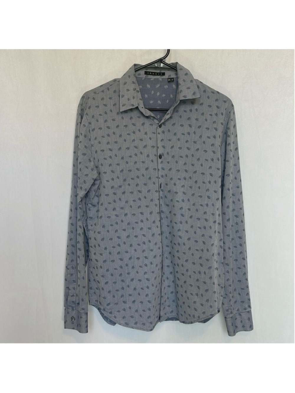 Theory Men's Overall Leaf Print Button Up Shirt Size S Casual EUC